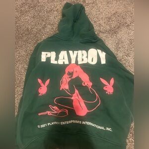 PacSun Green Hoodie with Pink Playboy Graphic